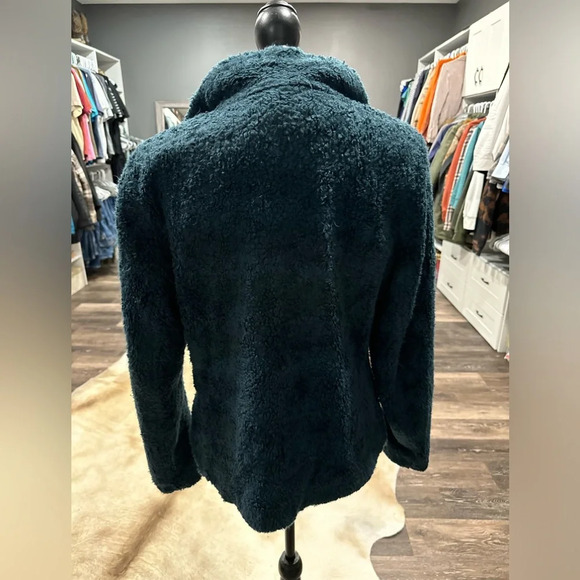 Pendleton Womens Sz M Fuzzy Zip Jacket Sherpa Teddy Fleece Blue Green Plaid - Picture 4 of 7